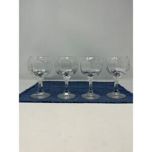 Libby Chivalry Hock Wine Goblet, CLEAR GLASS, Stem Barrage 6" Tall, Set Of 4